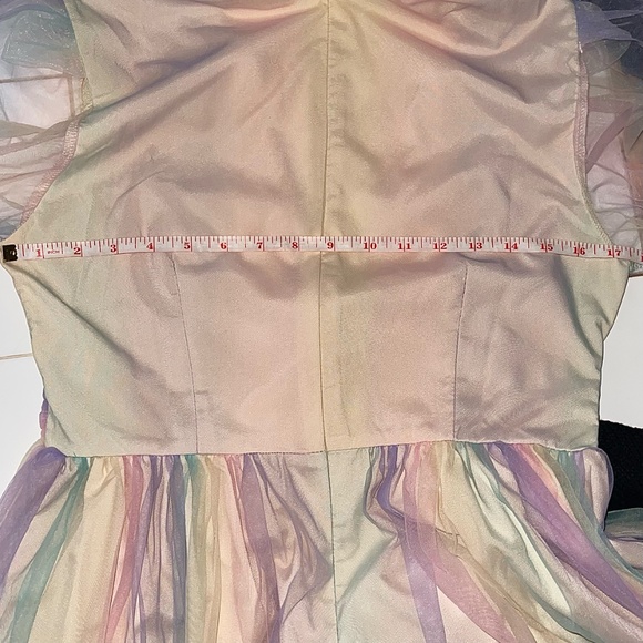 Deep V-Neck Long Puff Sleeve Pastel Dress Size Large | Coquette, Regencycore - Picture 6 of 9